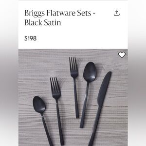 West Elm Briggs New York Black Satin Flatware - Modern Matte Service